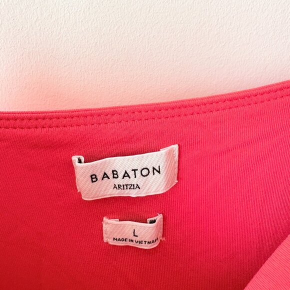 Aritzia Babaton Rolodex Micro Bubble Dress Contour Poplin Red Size Large - Picture 7 of 8